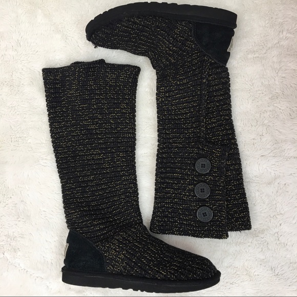 UGG Shoes - UGG 1876 Balck Gold Cardy Boots Size 8